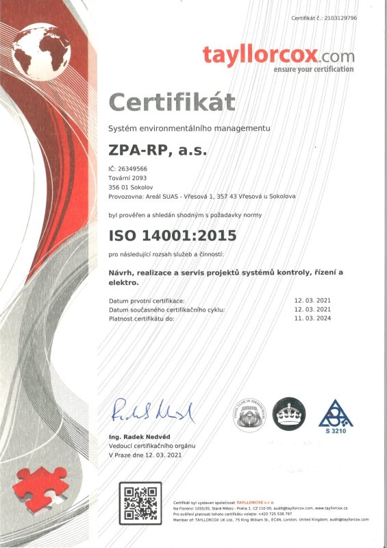 Certifikace ISO 14001:2015