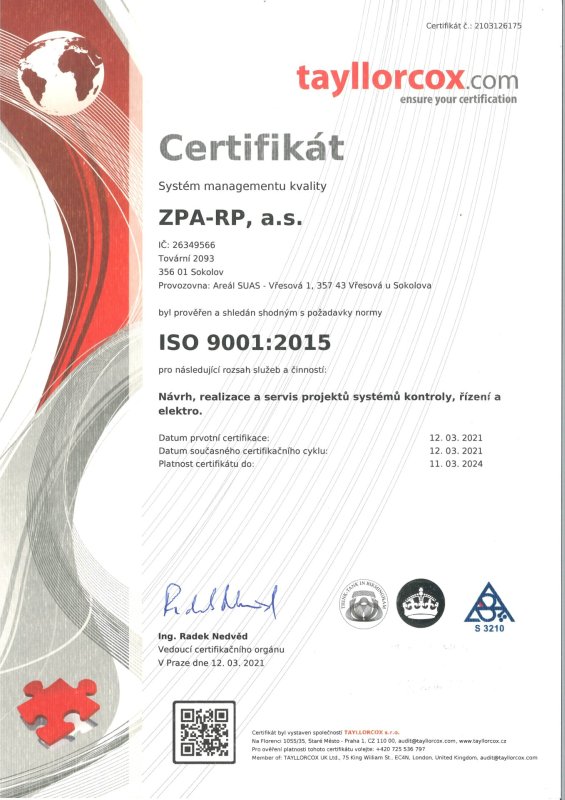 Certifikace ISO 9001:2015